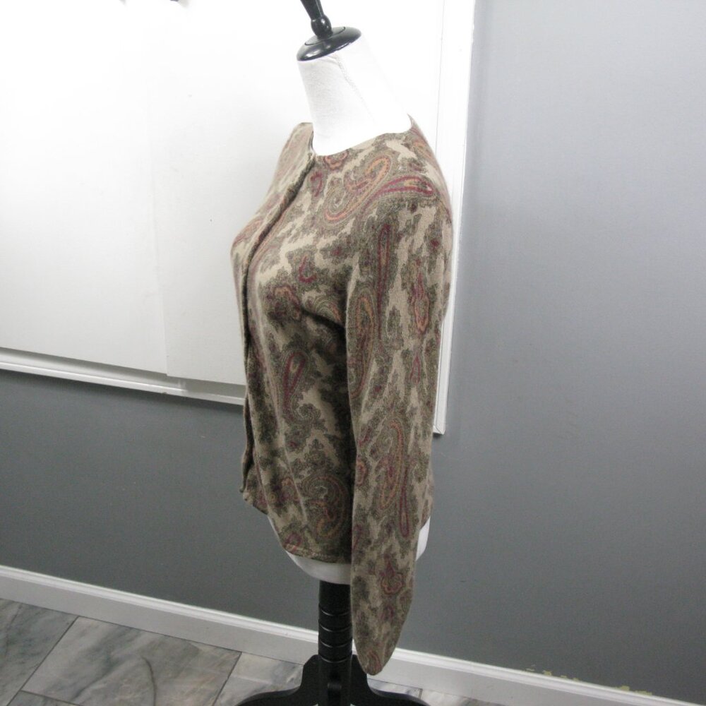 Susan Bristol Paisley Lambswool/Angora/Nylon Button Front Cardigan Size Medium - Picture 5 of 6